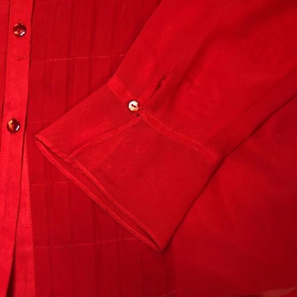 Jordan vintage red pleated front button down LG - Picture 3 of 7